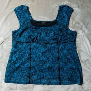 LANE BRYANT Black Turquoise Lace Stretch Sz 22/24